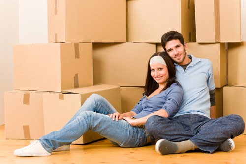 Packed boxes and furniture ready for a local move