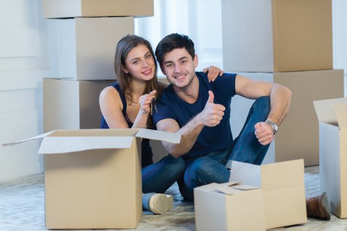 Packed boxes and furniture ready for urgent removals in Tufnell Park