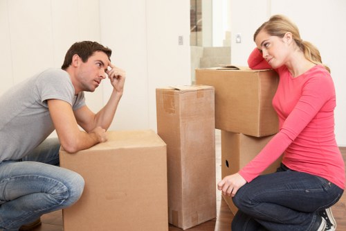 Packing and loading household items for a flat removal in north London
